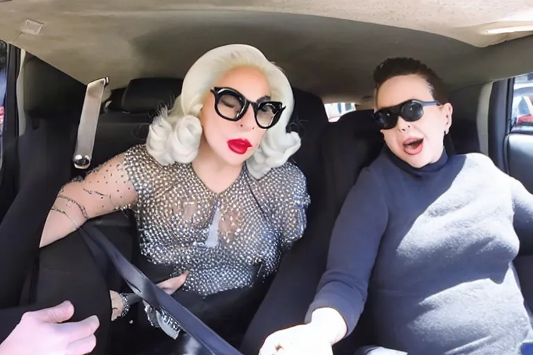 Image similar to lady gaga and judy garland carpool karaoke