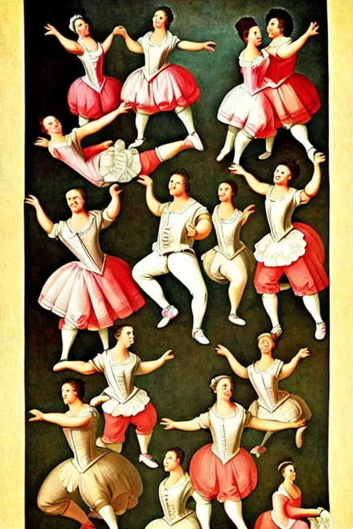 Prompt: 1700s zumba fitness art poster