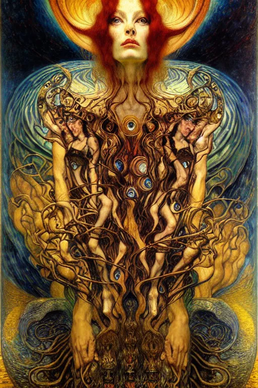 Image similar to Divine Chaos Engine by Karol Bak, Jean Delville, William Blake, Gustav Klimt, and Vincent Van Gogh, symbolist, visionary