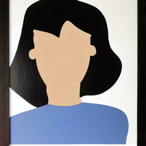 Image similar to Gary Hume painting, female portrait, chic colours