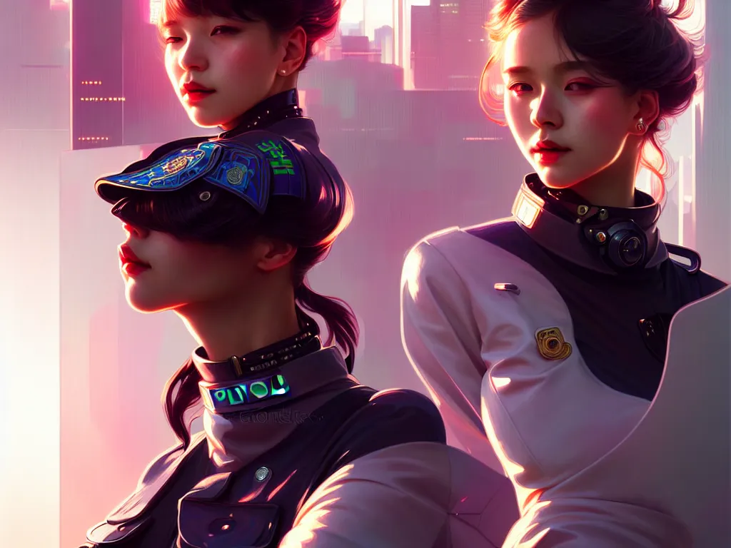 Image similar to portrait futuristic police girl, at future neon light tokyo rooftop, ssci - fi and fantasy, intricate and very very beautiful and elegant, highly detailed, digital painting, artstation, concept art, smooth and sharp focus, illustration, art by tan zi and ayanamikodon and alphonse mucha and wlop