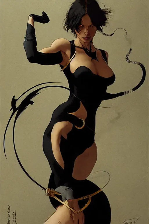 Prompt: aeon flux as a cat picture by Greg Rutkowski, dynamic pose, matte painting, intricate, fantasy concept art, elegant, by Stanley Artgerm Lau, WLOP, golden ratio, thomas kindkade, alphonse mucha, loish, Peter chung, norman Rockwell,