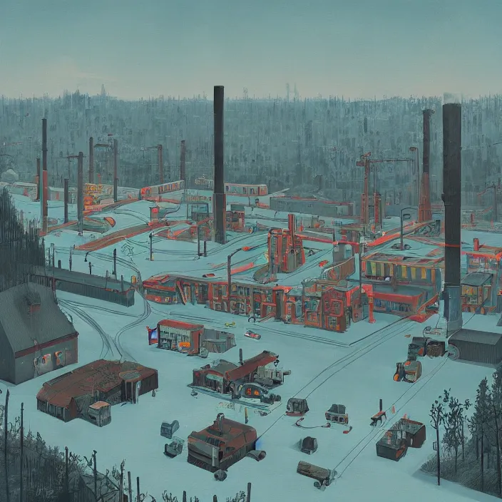 Image similar to factory, by simon stalenhag