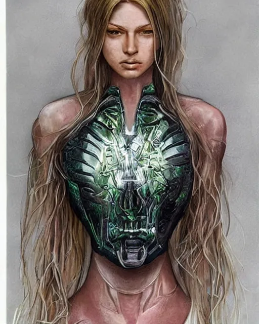 Image similar to fashion portrait, most beautiful girl in the world, glowing cybernetic augments, hyperrealism, year 2447, cdx