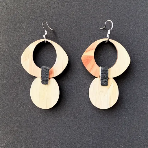 Image similar to bilateral symmetry, wood earring, inspired by nature in maine