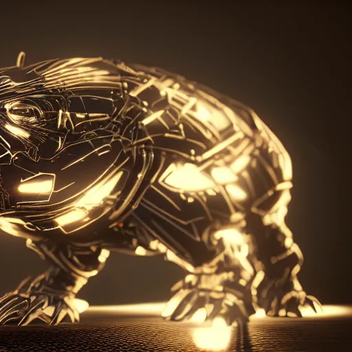 Prompt: Cybernetic rat with glowing metallic armor, photorealistic, unreal engine, detailed