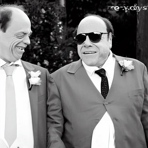 Image similar to danny devito and steve buscemi getting married wedding