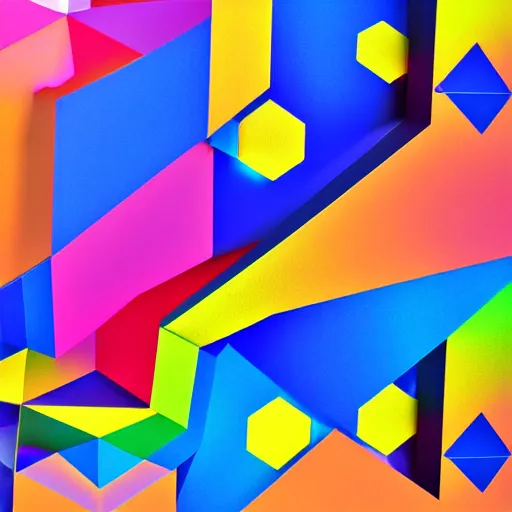 Prompt: vivid colorful geometric abstract but ordered and organised 8k 3d art by stephen kruse featuring ill.des and mechmaster mike. 3d render. 3d shade.