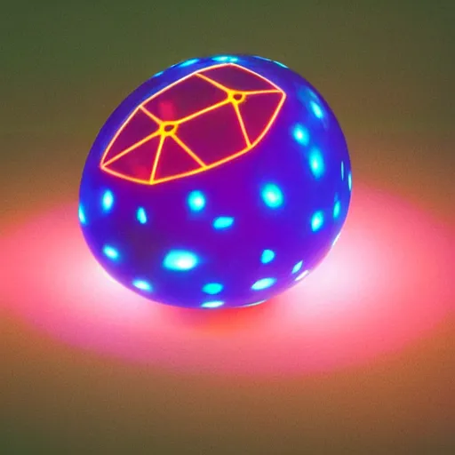 Image similar to tron dinosaur egg made up of glowing electric plates. cinestill