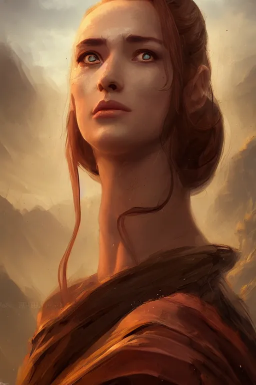 Image similar to princess of eternal beauty and grace, face portrait, raphael lacoste, eddie mendoza, alex ross, concept art, matte painting, highly detailed, rule of thirds, dynamic lighting, cinematic, detailed, denoised, centerd