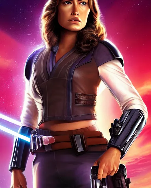 Image similar to beautiful jaina solo from star wars legends, beautiful feminine jaina solo, without lightsaber, movie, hyper realistic, hollywood promotional image, imax, 8 k