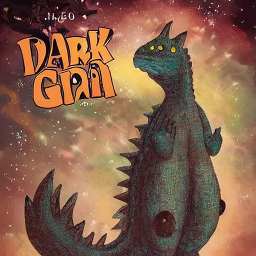 Prompt: Dark skinned girl pets Chibi Godzilla, children's book