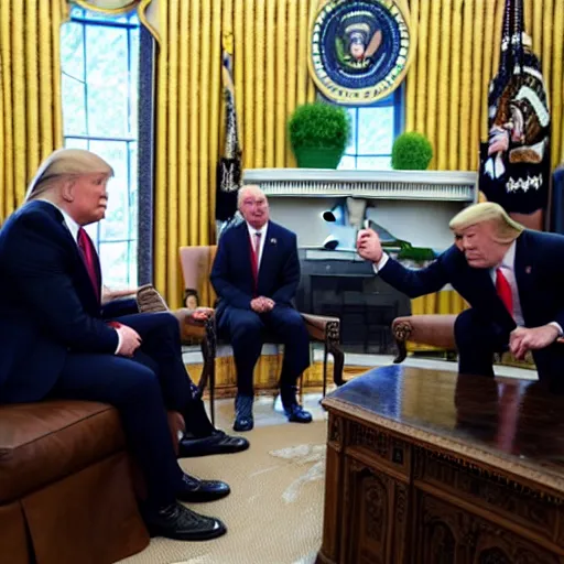 Image similar to The President of the United States meeting Dark Souls in the oval office, official photo