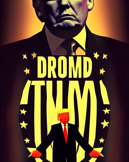 Prompt: donald trump as a mob boss, crime drama movie poster art, volumetric lighting, artstation, smoke, noir, tom whalen