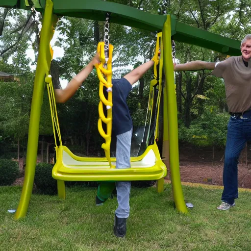 Image similar to master chief on a swing set