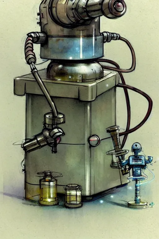 Prompt: ( ( ( ( ( 1 9 5 0 s retro science fiction robot laboratory. muted colors. ) ) ) ) ) by jean - baptiste monge!!!!!!!!!!!!!!!!!!!!!!!!!!!!!!