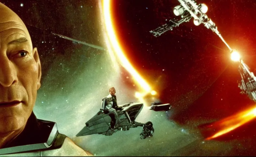 screenshot of Patrick Stewart piloting the millenium | Stable Diffusion ...