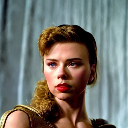 Image similar to frank frazetta scarlett johansson as conan, realistic, photo real, smooth, sharp, intricate detail, dramatic lighting