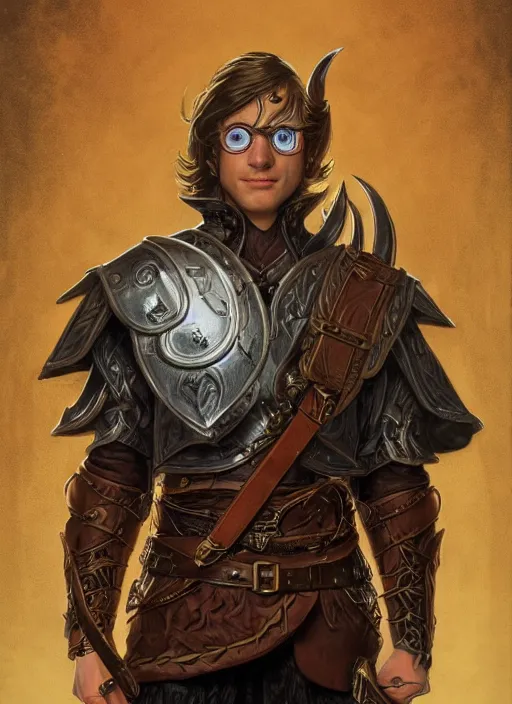 Prompt: full body portrait of a male half elf in fireproof leather armor wearing a utility belt and goggles, D&D, fantasy, intricate, cinematic lighting, highly detailed, digital painting, artstation, concept art, art by Terry Moore and Greg Rutkowski and Alphonse Mucha