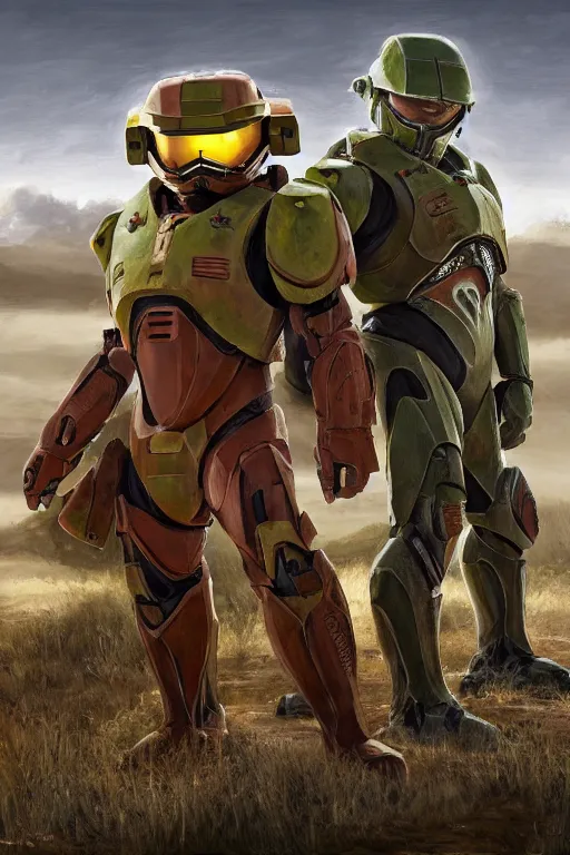 Image similar to dugtrio pokemon playing as master chief, oil on canvas, intricate, 8 k highly professionally detailed, hdr, cgsociety