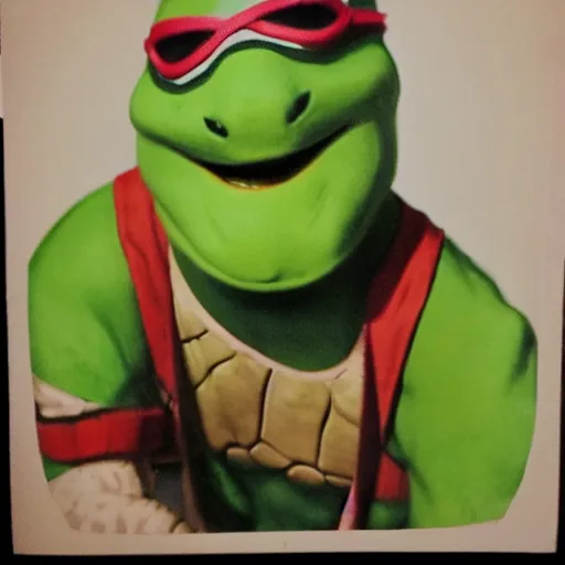 Prompt: portrait of a teenage mutant ninja turtle in the style of Diane Arbus