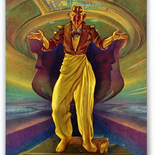 Prompt: a powerful psychic man emitting psychic powers, by michael hutter,