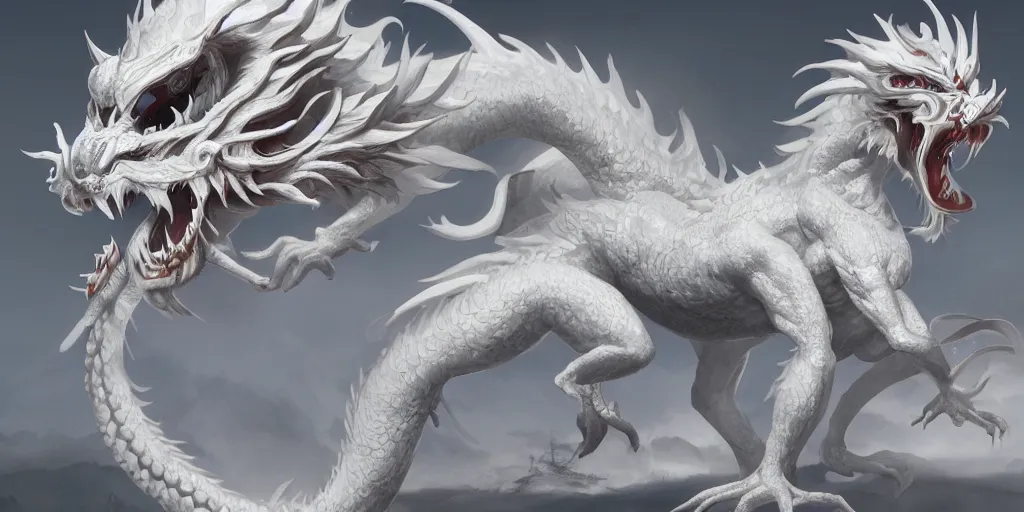 Image similar to a white chinese dragon, 4 k, matte paint, sharp detail, artstation