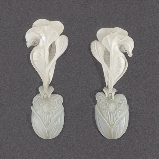 Prompt: a rene lalique made earring in the style of artnouveau