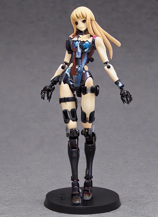 Image similar to Girl in cyberpunk mecha, portrait of the action figure of a girl, with bare legs，in the style of Kotobukiya ，anime figure