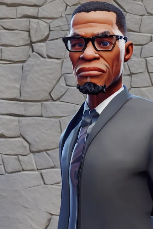 Image similar to malcolm x, fortnite character, in game, unreal engine. 4 k, highly detailed