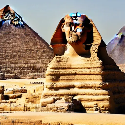 Image similar to sphinx of giza, freshly built