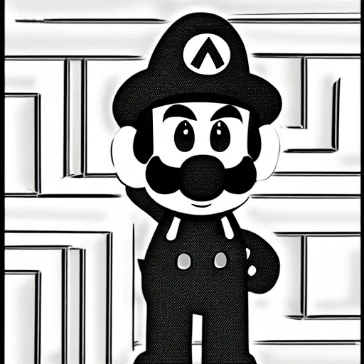 Image similar to mario in criminal style, monochrome