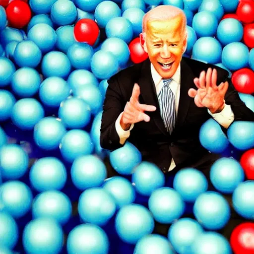 Image similar to joe biden playing in a ball pit