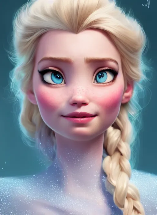 Prompt: portrait of elsa from frozen, hyper detailed, digital art, trending in artstation, cinematic lighting, studio quality, smooth render, unreal engine 5 rendered, octane rendered, art style by klimt and nixeu and ian sprigger and wlop and krenz cushart.