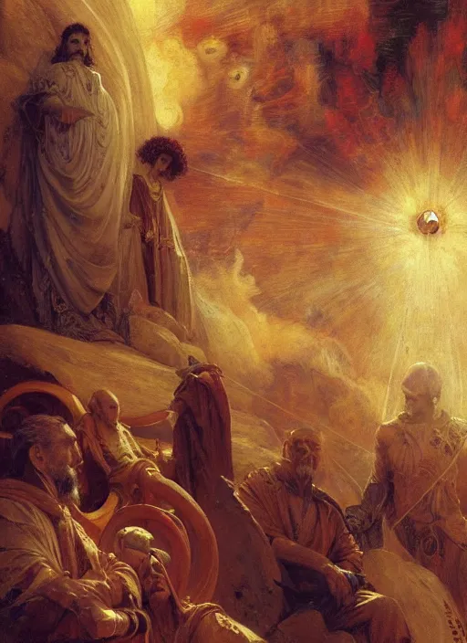 Prompt: the seventh sphere, saturn : the contemplatives from dante's divine comedy. highly detailed painting by gaston bussiere, craig mullins, j. c. leyendecker 8 k