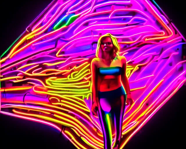 Prompt: margot robbie as neon art, hyper detailed, award winning