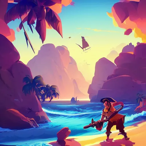 Image similar to painting treasure on sea of thieves game smooth median photoshop filter cutout vector, behance hd by jesper ejsing, by rhads, makoto shinkai and lois van baarle, ilya kuvshinov, rossdraws global illumination