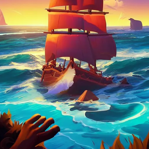 Image similar to painting treasure on sea of thieves game smooth median photoshop filter cutout vector, behance hd by jesper ejsing, by rhads, makoto shinkai and lois van baarle, ilya kuvshinov, rossdraws global illumination