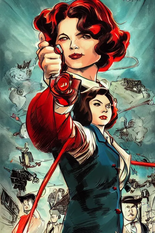 Image similar to Agent carter illustration concept art in the style of Amano, Yoshitaka