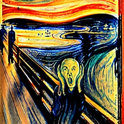 Image similar to the scream by edvard munch in japanese landscape, high resolution