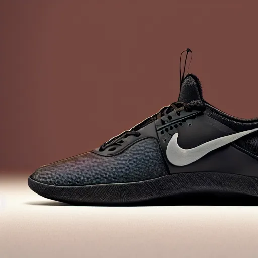 Image similar to new nike shoe looks like a sports car. octane render. rim light.