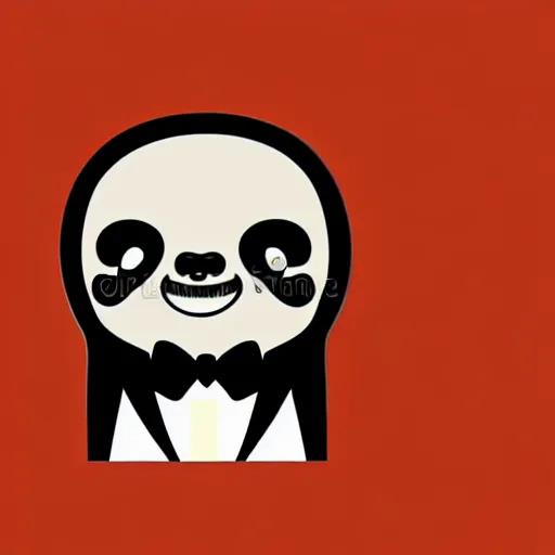 Image similar to sloth wearing tuxedo, 3 d logo, vector illustration, aesthetic, minimalistic