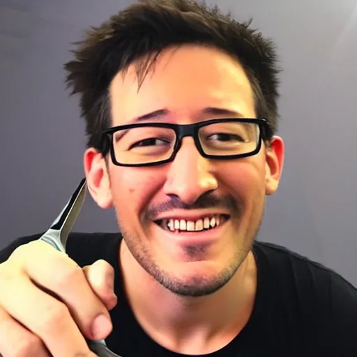 Image similar to markiplier with a knife
