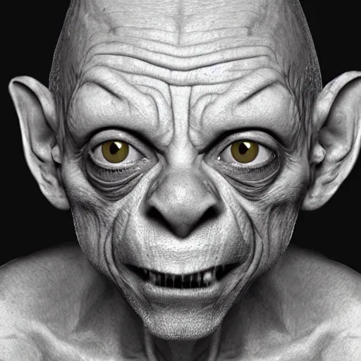 Prompt: gollum mugshot, 8 k, hyperrealism