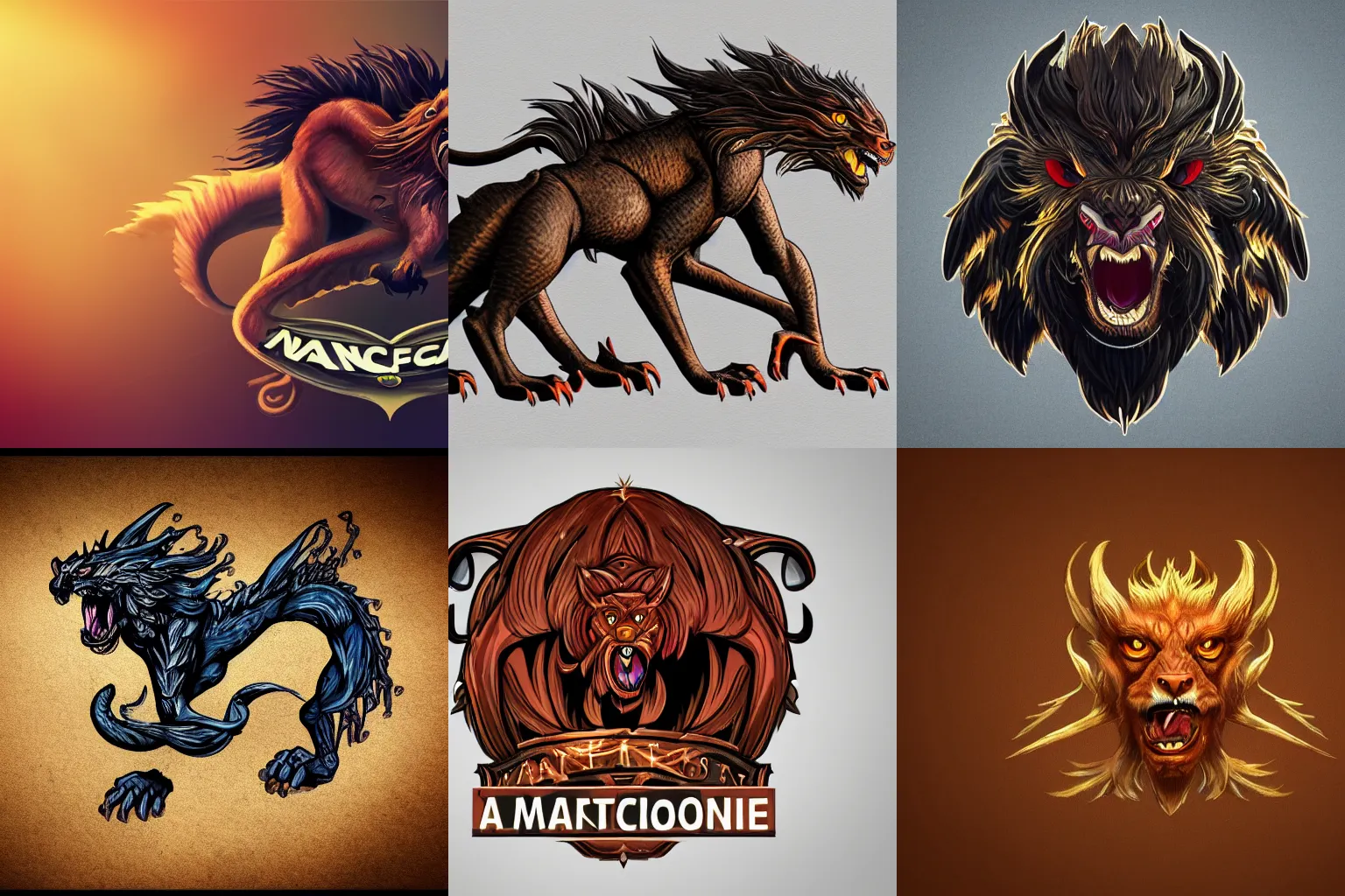 Prompt: An award winning logo design of a manticore. trending on artstation, 8k HD wallpaper