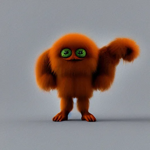 Image similar to fluffy alien creature character concept 3 d render with long detailed fur 4 k