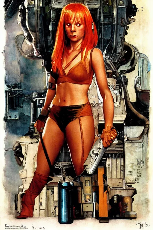 Image similar to Leeloo from the movie The Fifth Element painted by Norman Rockwell