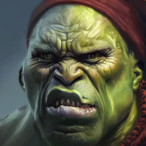 Image similar to a orc, hyper realistic, digital painting, photorealistic, in the style of greg rutkowski, detailed face