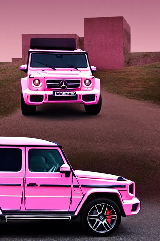 Photo of a pink Mercedes-Benz G63, wide shot, poster, | Stable ...