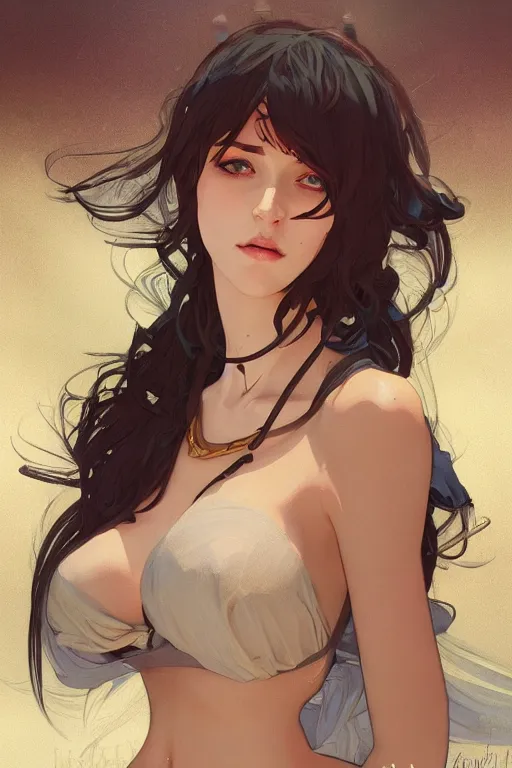 Prompt: desertpunk portrait of beautiful woman, d & d, fantasy, elegant, highly detailed, digital painting, artstation, concept art, cinematic lighting, in style of ilya kuvshinov, krenz cushart, wlop, alphonse mucha, yoji shinkawa, anime aesthetic